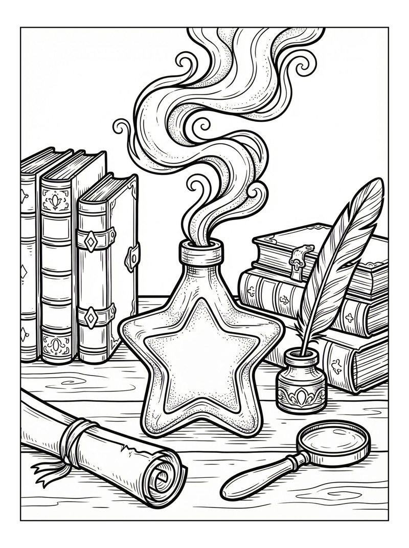 Magic Potion Star Bottle Ancient Books