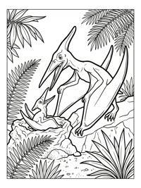 Pterodactyl Mother Feeding Baby In Nest