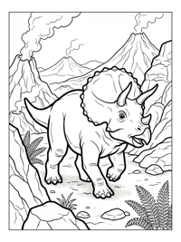 Triceratops Running Volcanic Landscape