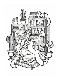 Princess Reading Scroll With Foxes