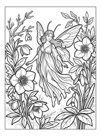 Winter Fairy Hovers In Flower Garden