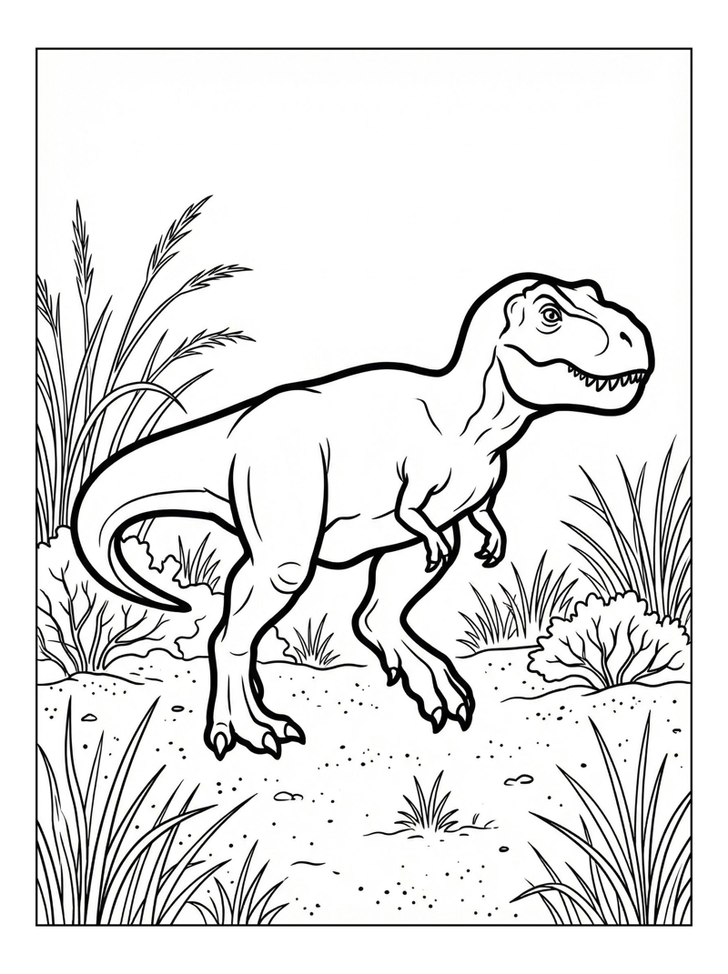 Juvenile T Rex Walking In Savannah