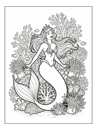 Mermaid Princess Laughing In Coral Reef