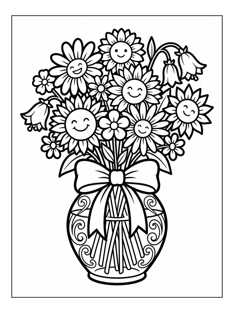 Happy Wildflowers Bouquet In Vase