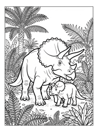Triceratops Mother Baby In Fern Valley