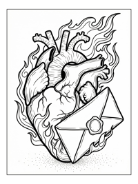 Flaming Heart With Sealed Envelope