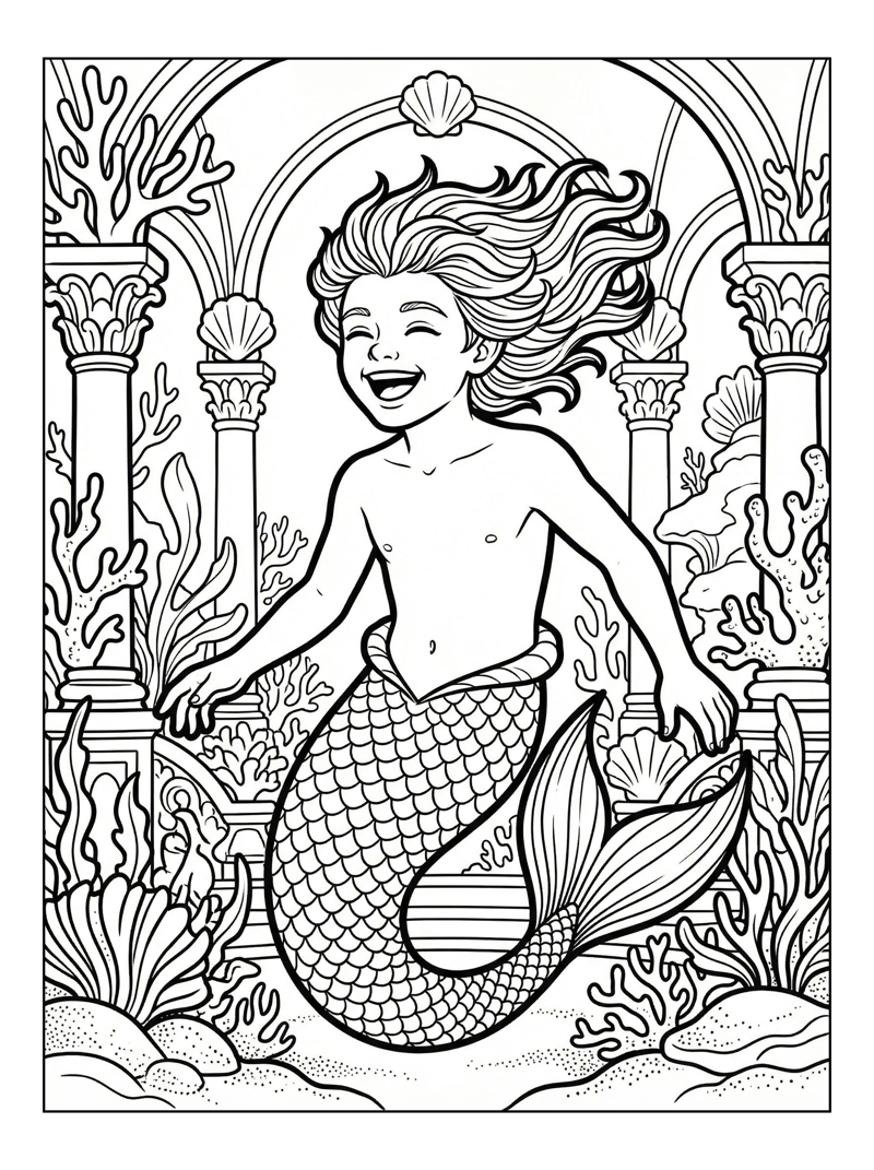 Merboy Laughing In Underwater Palace