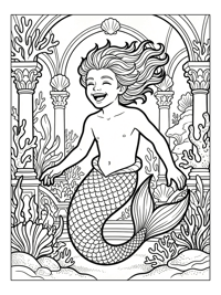 Merboy Laughing In Underwater Palace