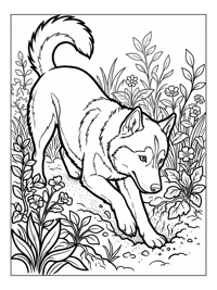 Siberian Husky Digging In Garden