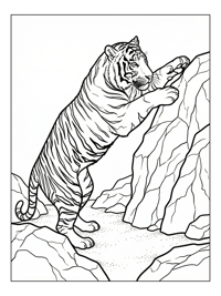 Indochinese Tiger Climbing Rocky Outcrop