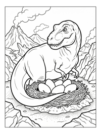 Tyrannosaurus Guarding Nest Volcanic Landscape