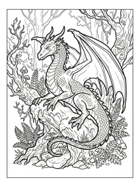 Mystical Dragon Perching In Enchanted Forest