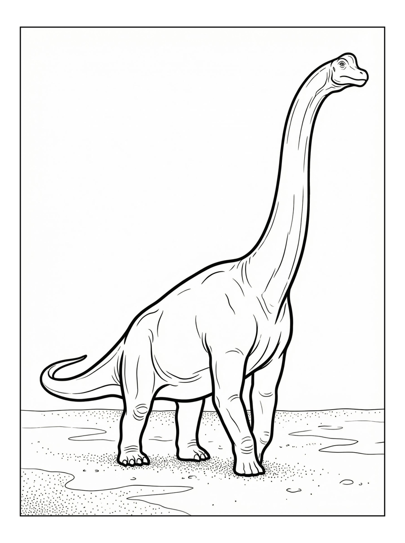 Brachiosaurus Standing Tall On Open Plain