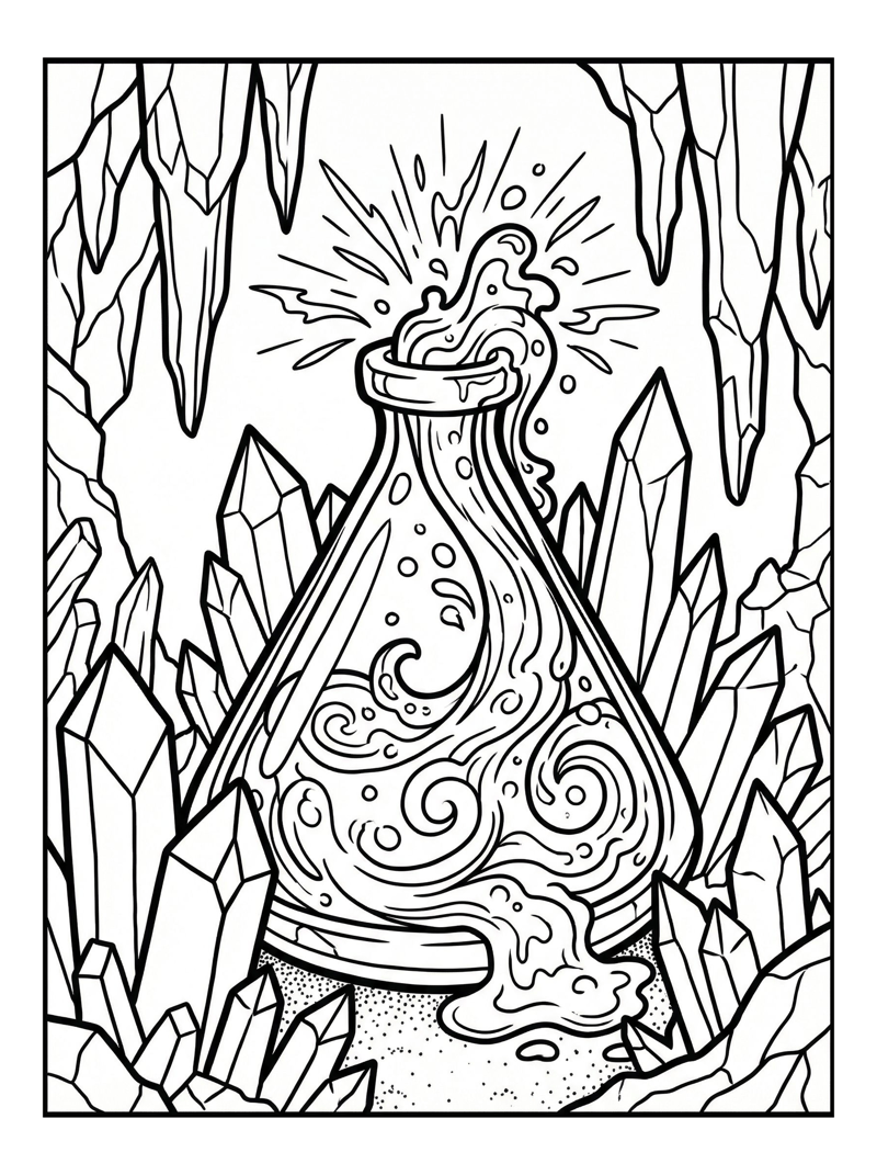 Triangular Potion Overflowing In Crystal Cave