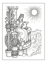Princess Reading Scroll Balcony Cacti