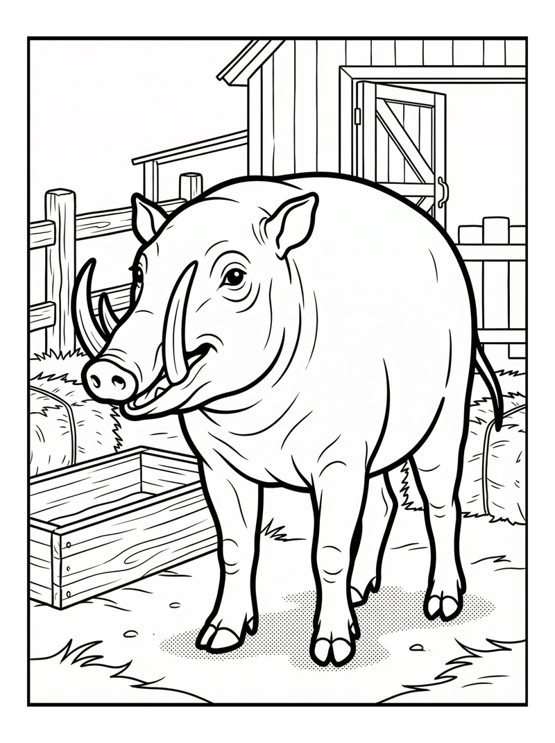 Babirusa Grunting In Farmyard