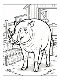 Babirusa Grunting In Farmyard