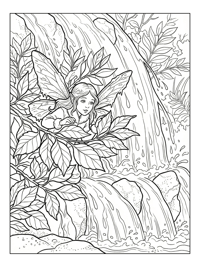 Winter Fairy Peeking Through Leaves Waterfall