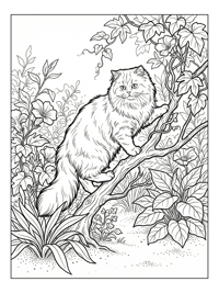 Persian Cat Climbing Garden Tree