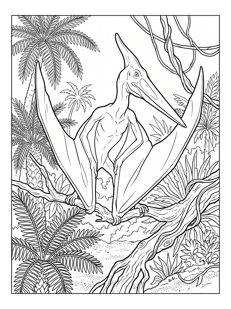 Pterodactyl Perching In Prehistoric Jungle