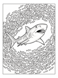 Tiger Shark Swims With Fish School