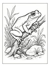 Tree Frog Perched On Branch Riverbank