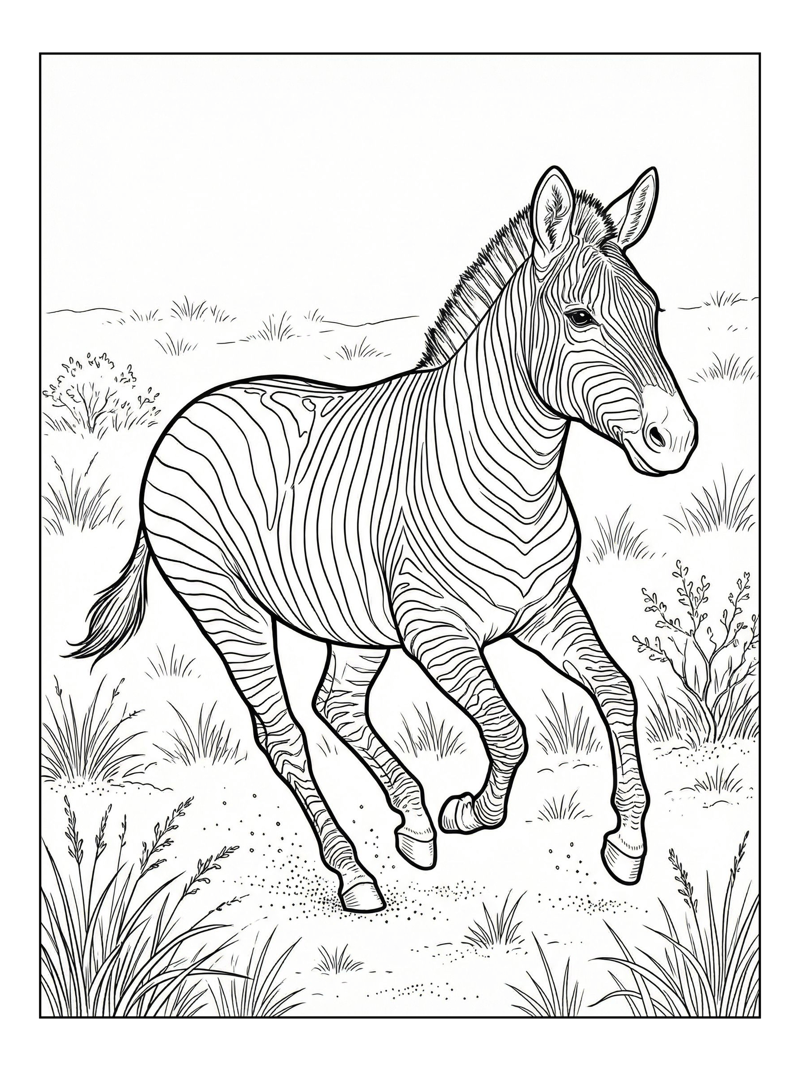 Mountain Zebra Galloping Through Grasslands