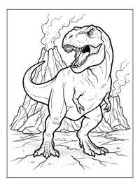 Tyrannosaurus Rex Roaring Volcanic Landscape
