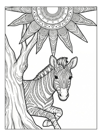 Zebra Peeks Behind Tree With Sun