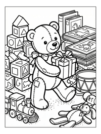 Stitched Teddy Bear Carrying Gift In Playroom