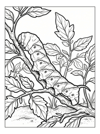 Tomato Hornworm Resting On Garden Branch