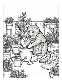 Scottish Fold Cat Potting Plant Balcony