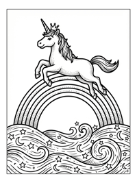 Unicorn Jumping Over Rainbow Water