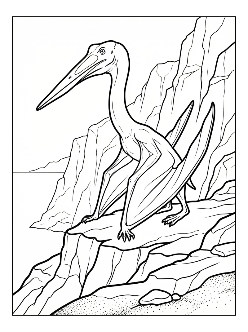Pterodactyl Sunning Coastal Cliffs