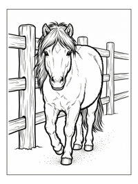 Shetland Pony Walking By Wooden Fence