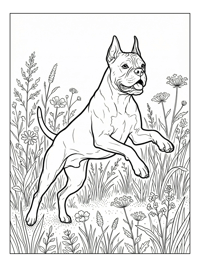 Boxer Dog Jumping In Meadow