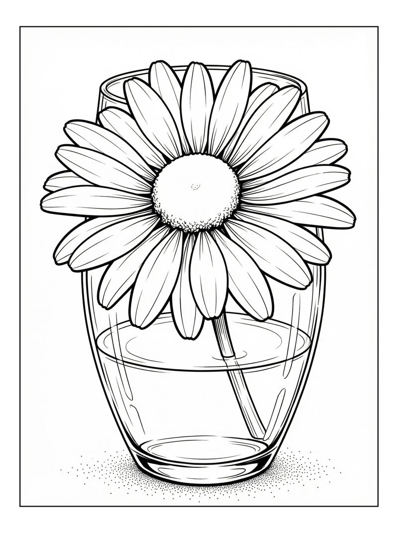 Daisy Flower In Glass Vase