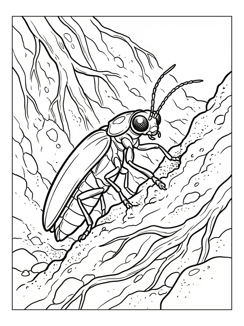 Firefly Climbs River Bank With Roots