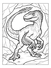 Velociraptor Guarding Ancient Cave