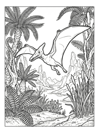 Baby Pterodactyl Flying Over Riverbank