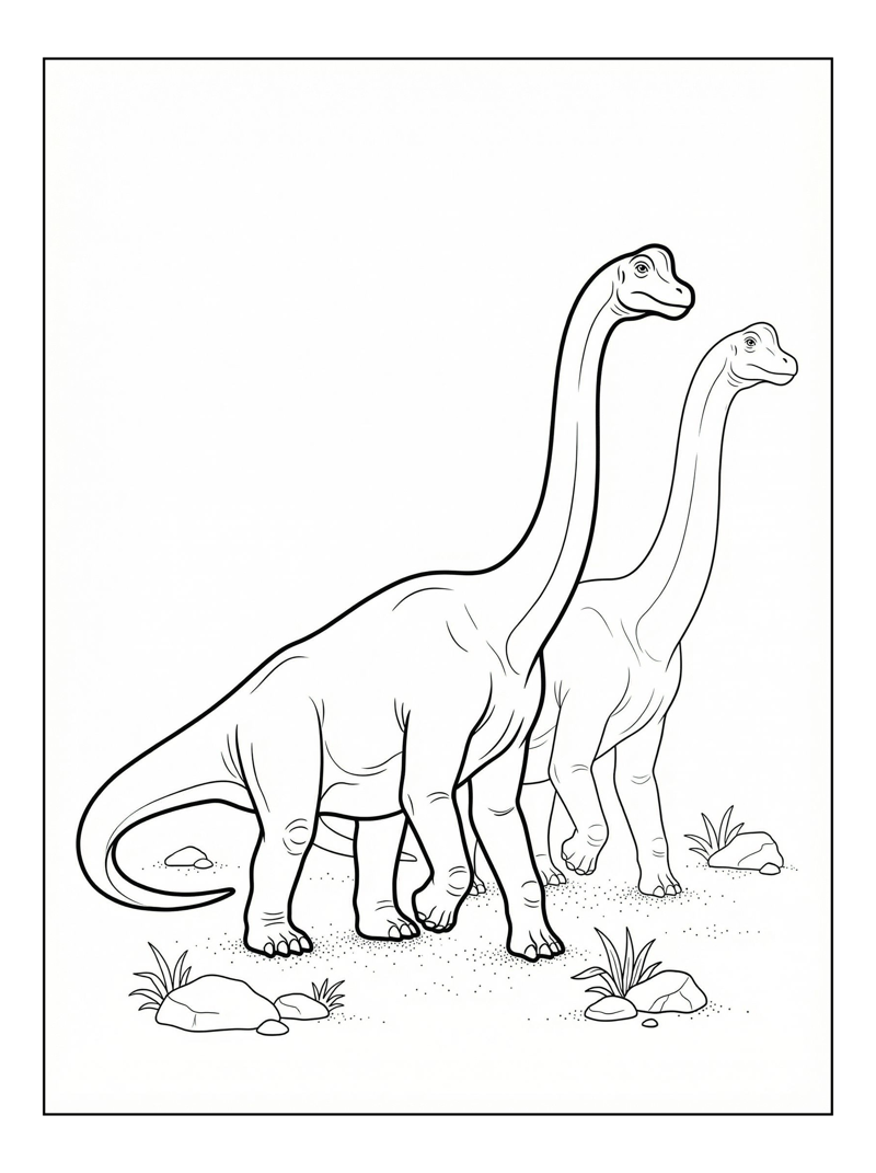 Brachiosaurus Pair Walking In Plain