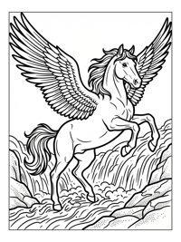 Pegasus Rearing By Waterfall