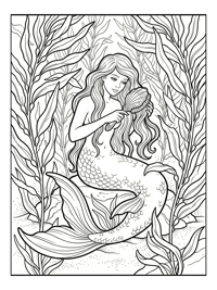 Mermaid Brushing Hair In Kelp Forest