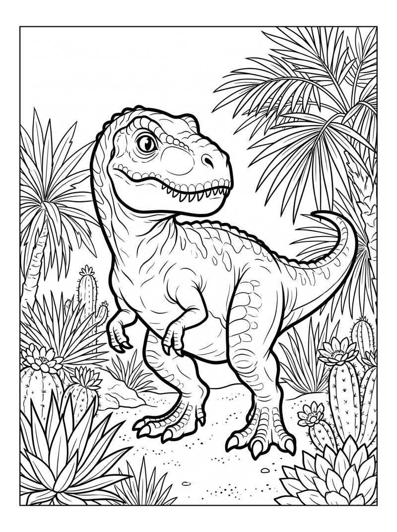 Baby Tyrannosaurus Gazing Desert Oasis