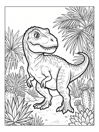 Baby Tyrannosaurus Gazing Desert Oasis