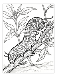Monarch Caterpillar Wriggling On Branch