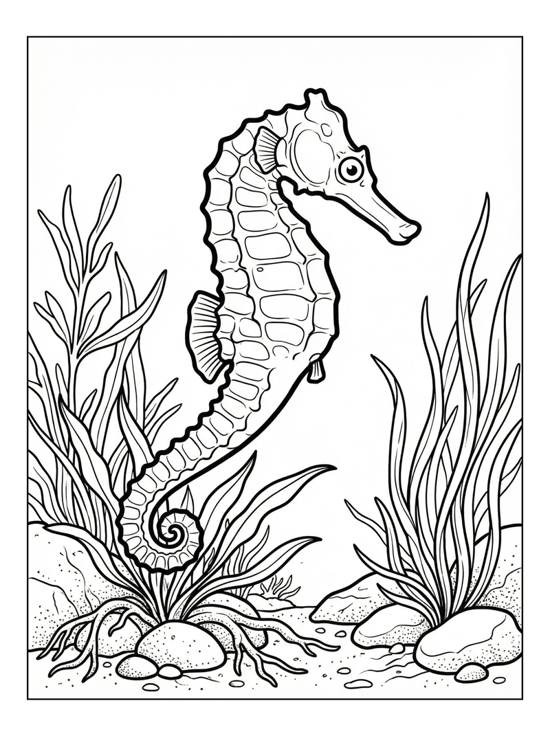Curious Seahorse Jumping Pond