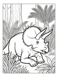 Juvenile Triceratops Resting Cretaceous Forest