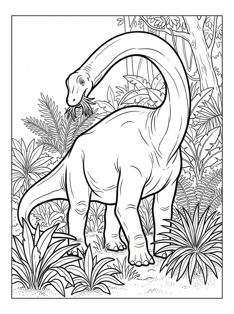 Brachiosaurus Grazing Tropical Jungle