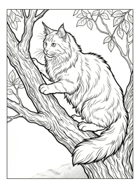 Maine Coon Cat Climbing Tree Branch
